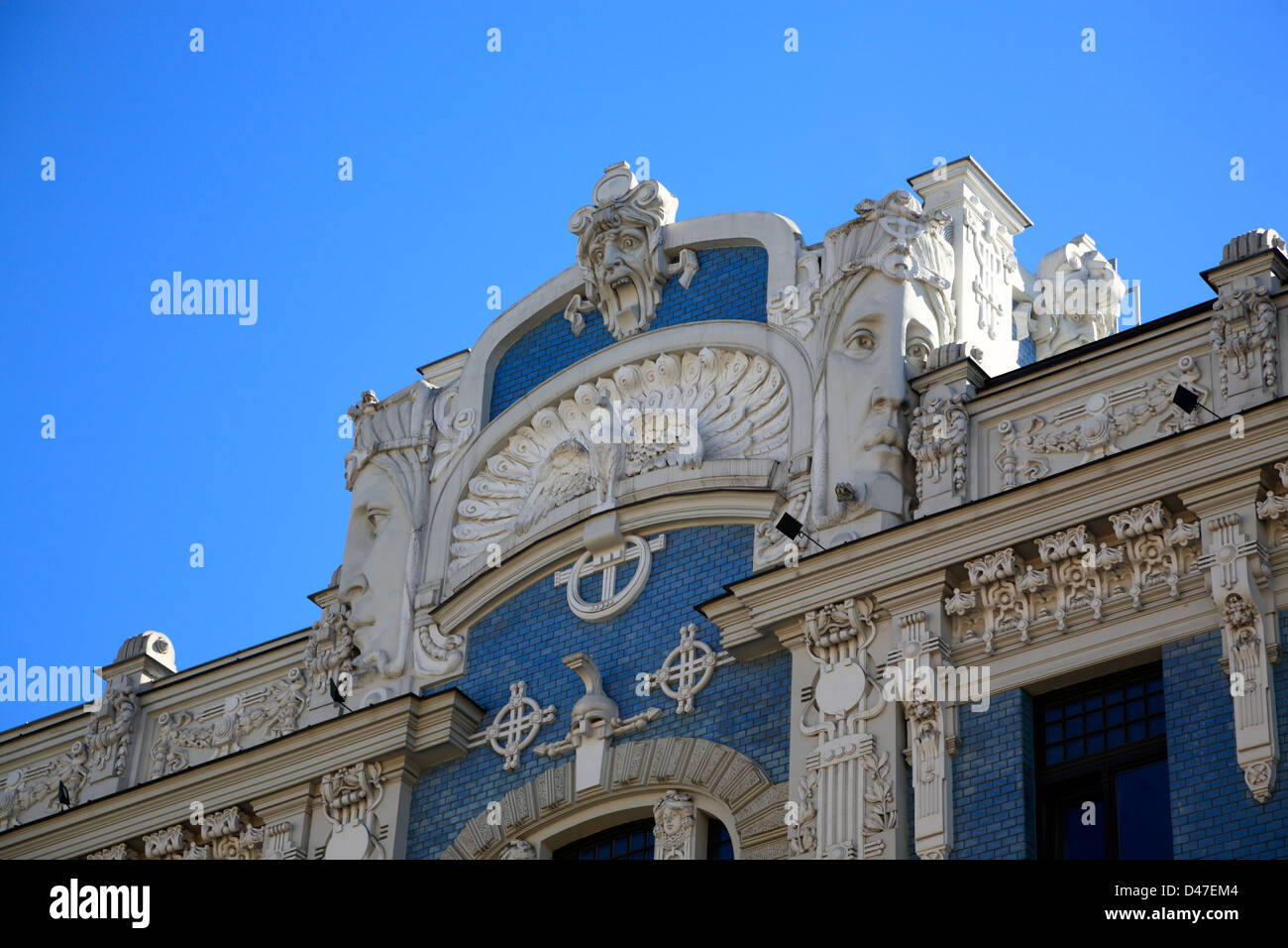 Jugendstilhaus in Elizabetes Iela Straße, (Elisabethstraße), Riga, Lettland Stockfoto