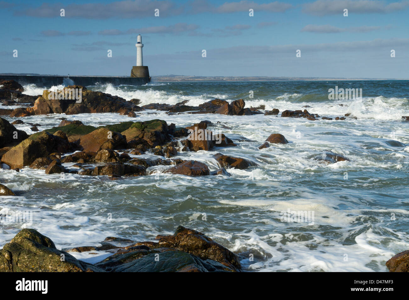 Aberdeen Harbour Kopf und Felsen Foto Stockfoto