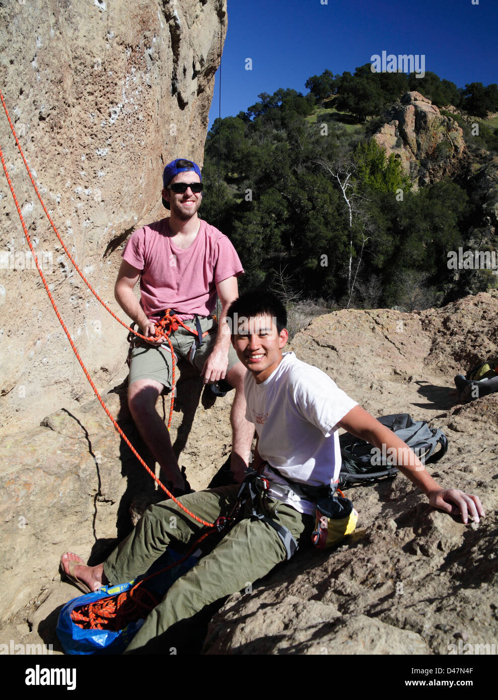 Kletterer vom Planet der Affen-Wand im Malibu Creek State Park Stockfoto