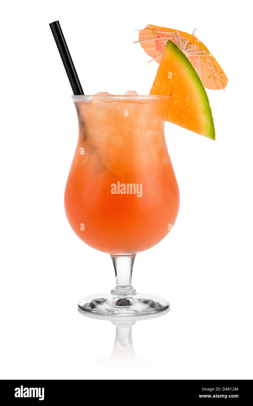 Cocktail Melone vor weißem Hintergrund Stockfoto