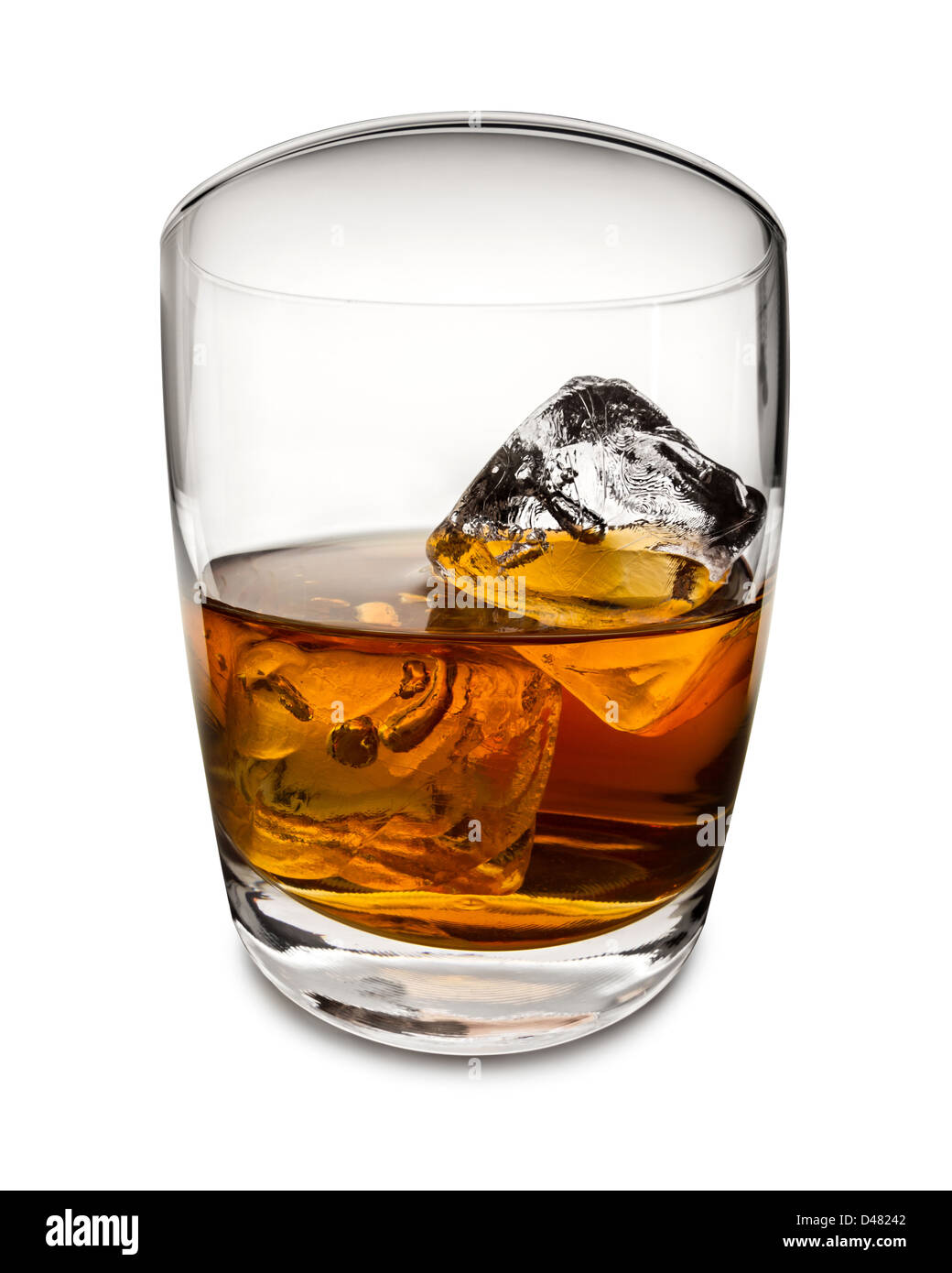 Whisky mit Eiswürfeln Stockfoto
