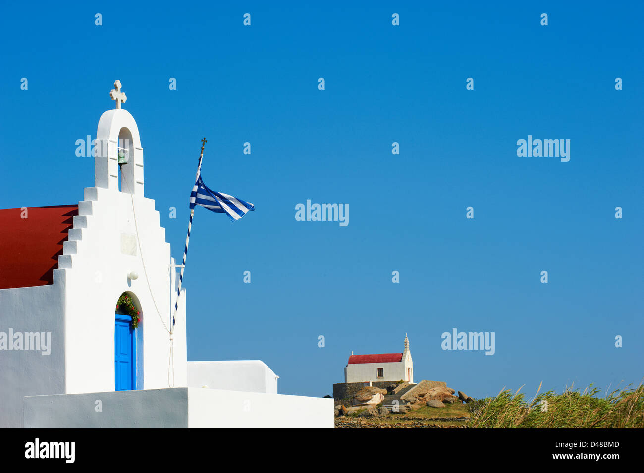 Griechenland, Kykladen, Mykonos Insel, Kirche im Inneren der Insel Stockfoto
