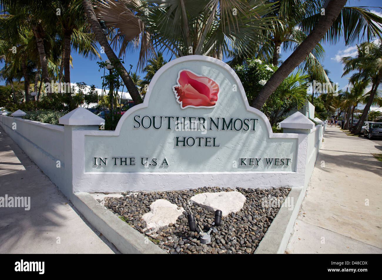 Zeichen für das südlichste Hotel in Key West Stockfoto
