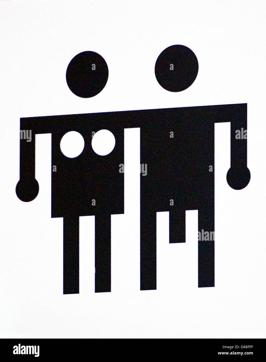 Piktogramm zeigt den Weg zu den Toiletten für Herren und Damen an der "Station" Kunst und Veranstaltungsort für Konzerte in Berlin, Deutschland, 15. Februar 2013. Foto: Jens Kalaene Stockfoto