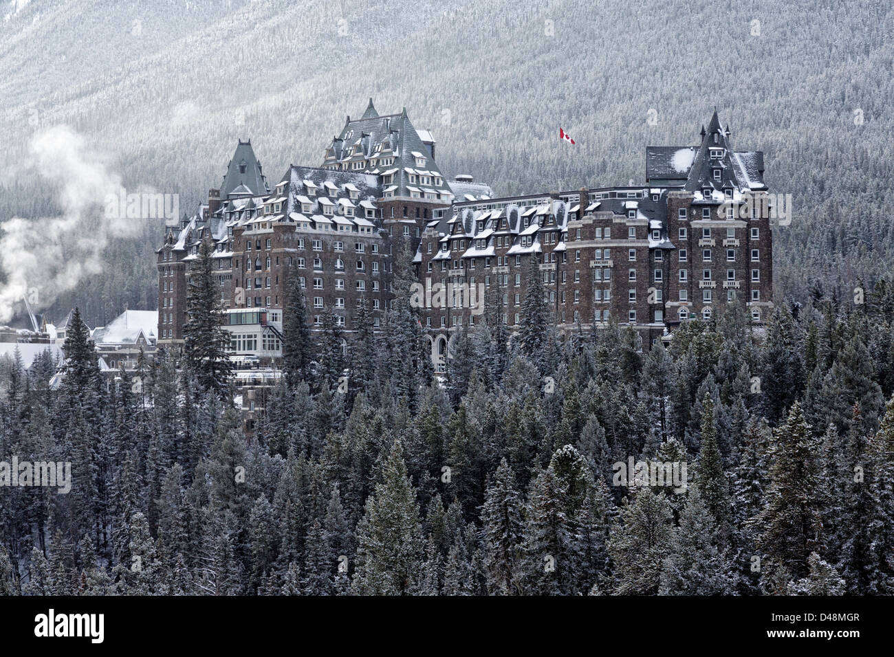 Banff-Fairmont Hotel im winter Stockfoto
