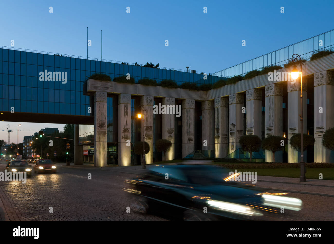Warschau, Polen, dem Justizpalast im Abendlicht Stockfoto