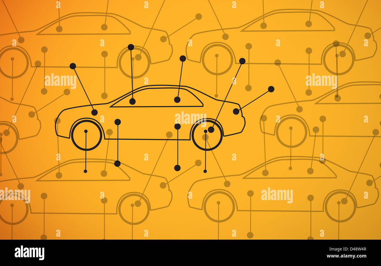 Bild des Autos Diagramme auf gelbem Hintergrund Stockfoto