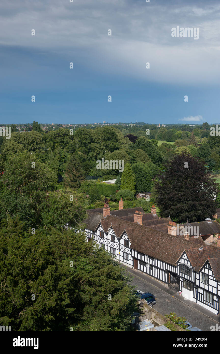 Tudor Holz gerahmt Altbauten in Warwick, in der Nähe der Burg. England. Stockfoto