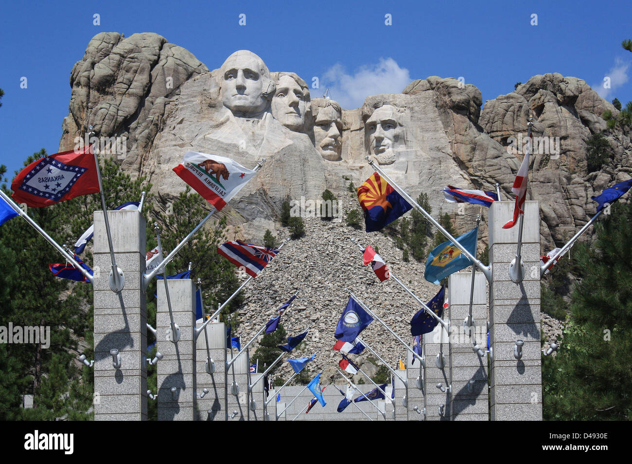 Das Mount Rushmore National Memorial, Skulptur, Granit Gesicht, Rushmore, Keystone, South Dakota, Vereinigte Staaten von Amerika. Stockfoto