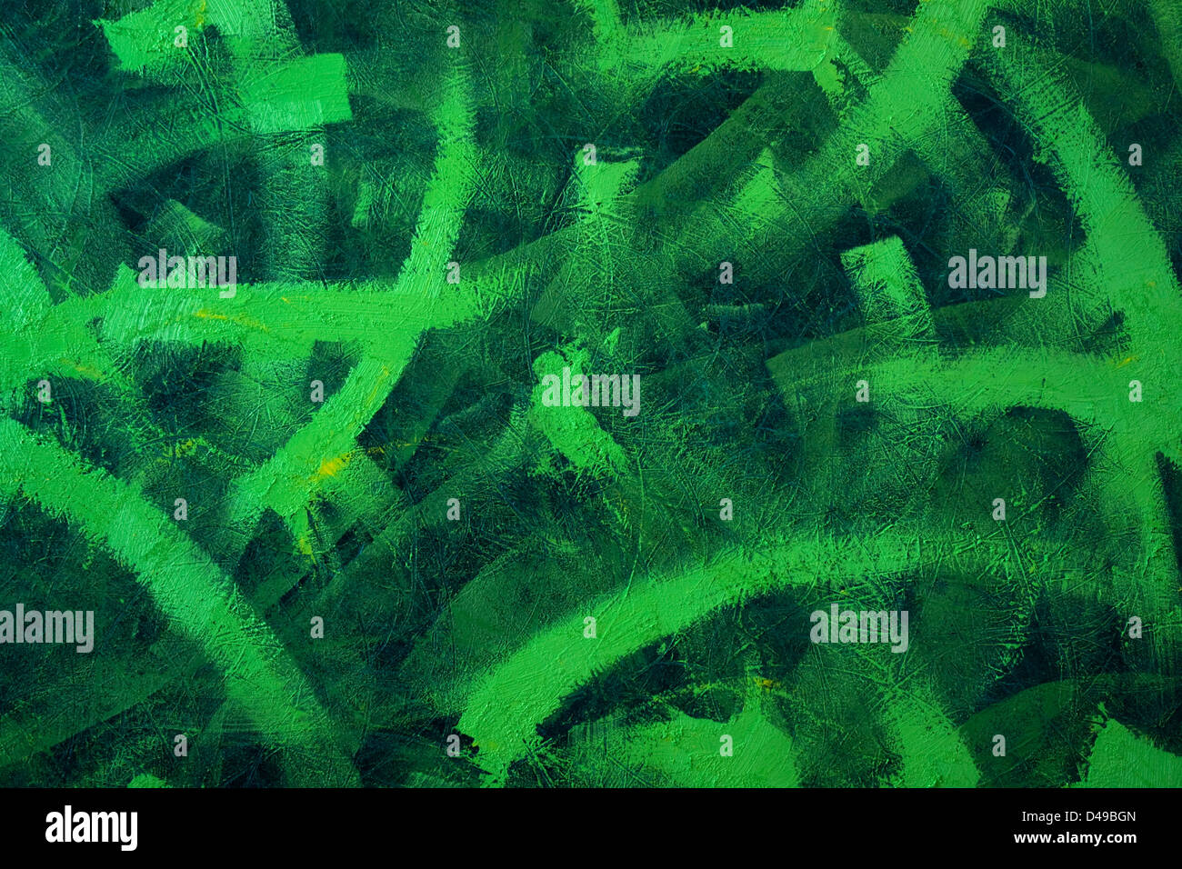 abstrakt Grün bemalten Hintergrund mit Pinselstrichen auf unebenem Gelände Stockfoto