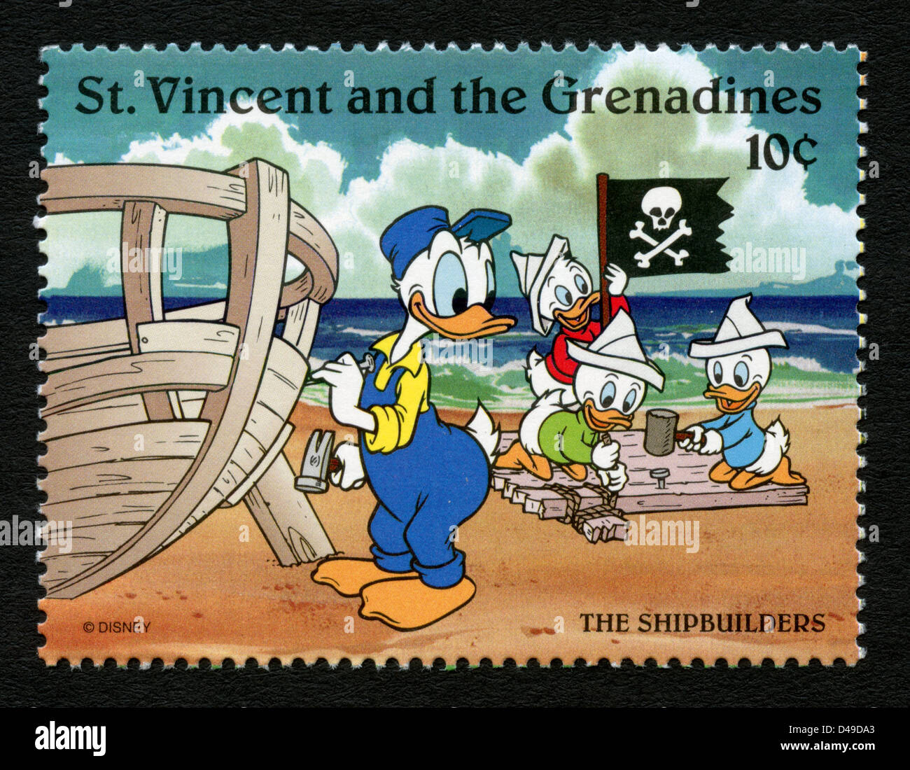 St Vincent Grenadines Porto Briefmarke mit Disney-Cartoon-Figur Stockfoto