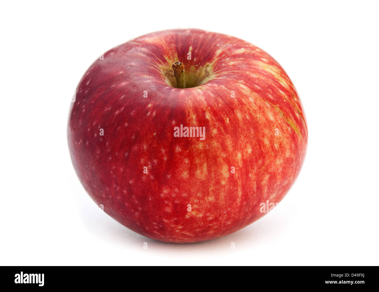 Reifer roter Apfel auf weiß Stockfoto