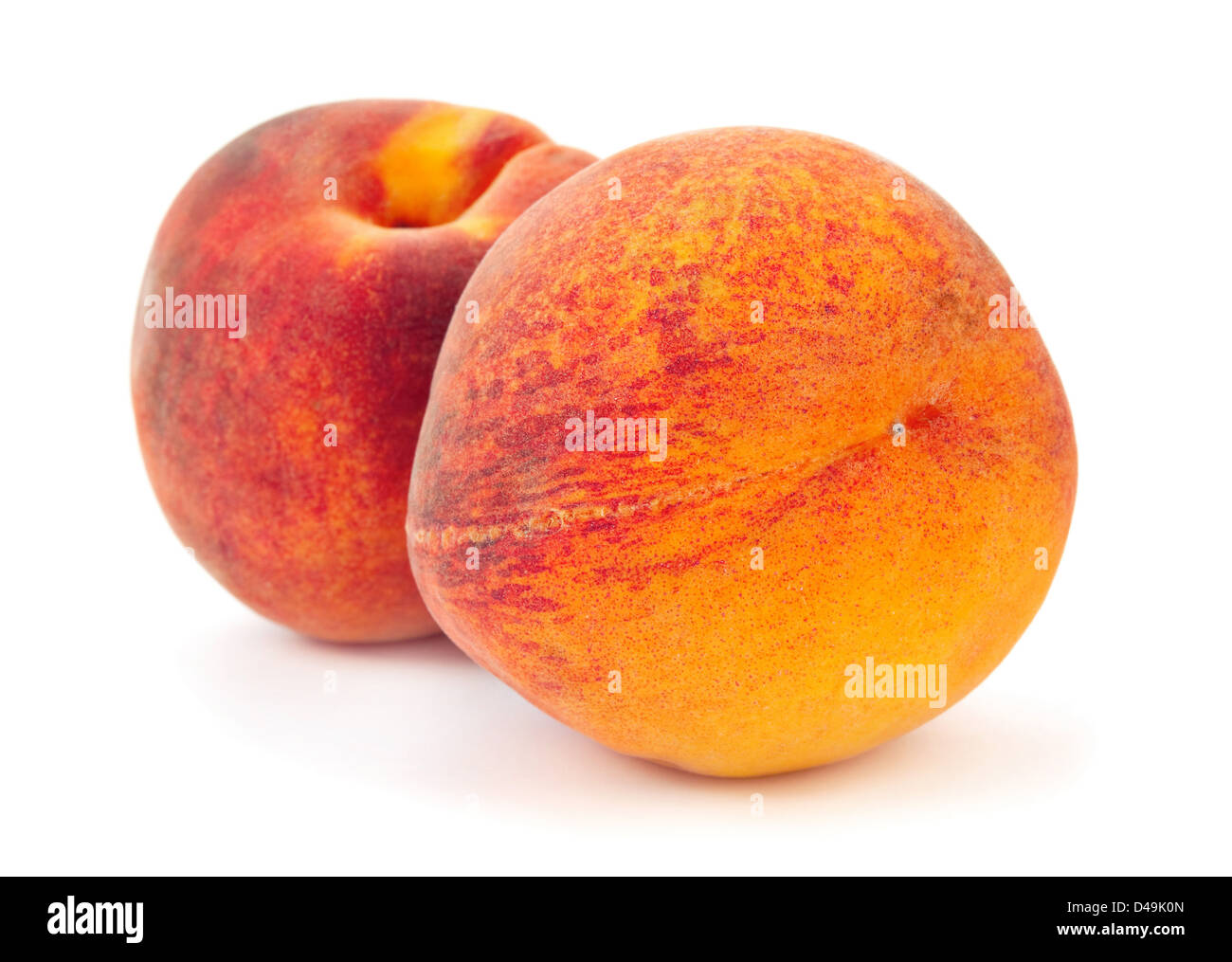 Nektarine Frucht Pfirsich Familie Obst auf weiß Stockfoto