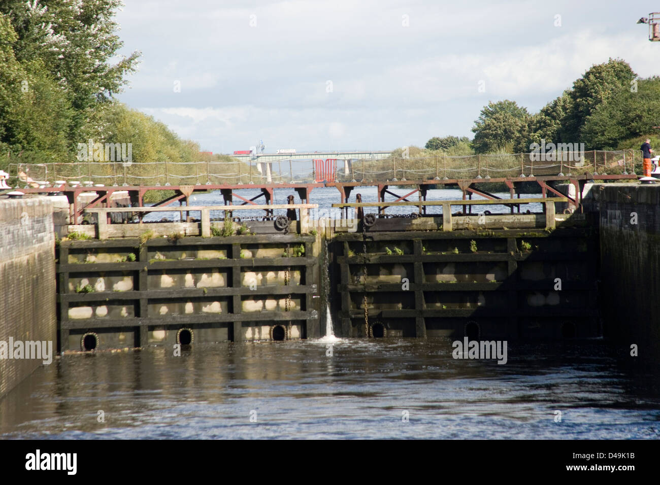 Latchford Schlösser an den Manchester Ship Canal von der Mersey Fähre Stockfoto