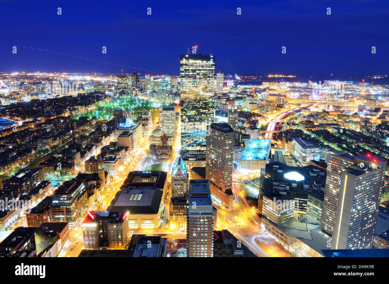 Luftaufnahme der Innenstadt von Boston, Massachusetts, USA. Stockfoto