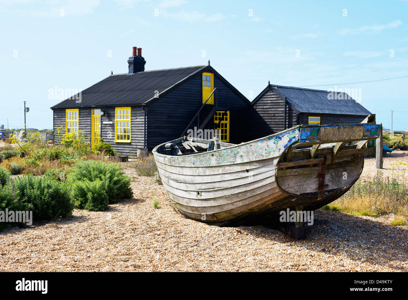 Derek Jarmans Hütte, Dungeness Kent England UK Stockfoto