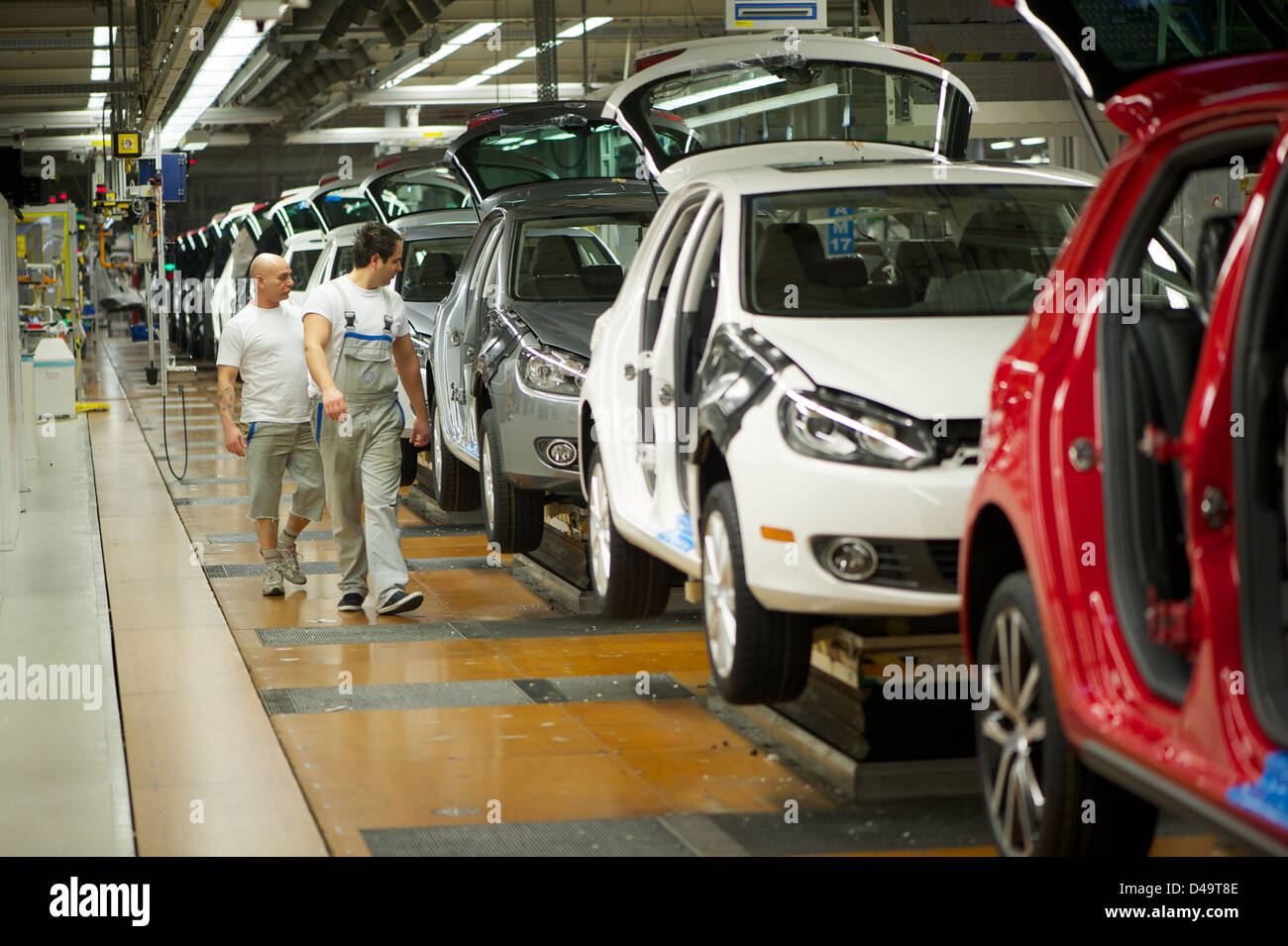 Wolfsburg, Deutschland, die Produktion des VW Golf A6 Stockfoto