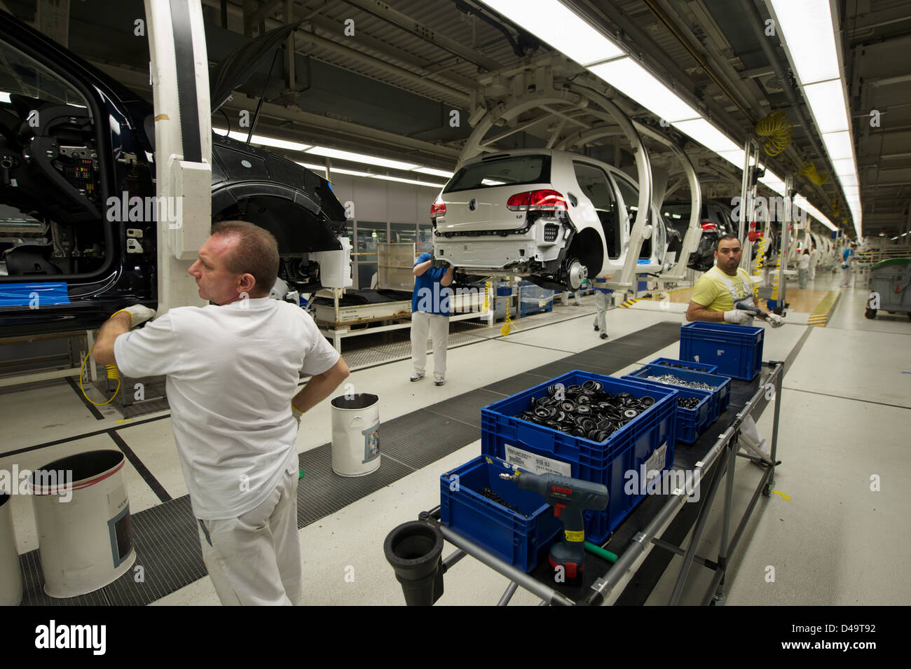 Wolfsburg, Deutschland, die Produktion des VW Golf A6 Stockfoto