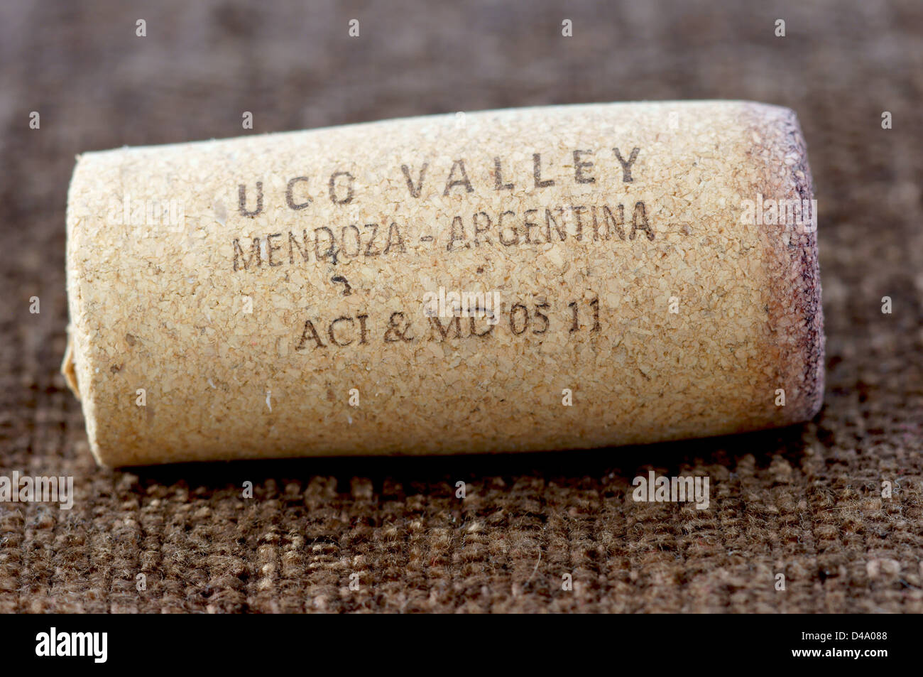 UCO Valley Mendoza Argentinien Wein Korken Stockfoto