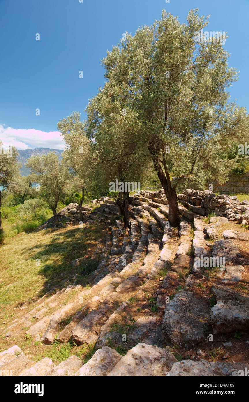 Antike Stadt von Kedreai (Kedrai), Cleopatra Island (Cedar Island), Ägäis, Türkei Stockfoto