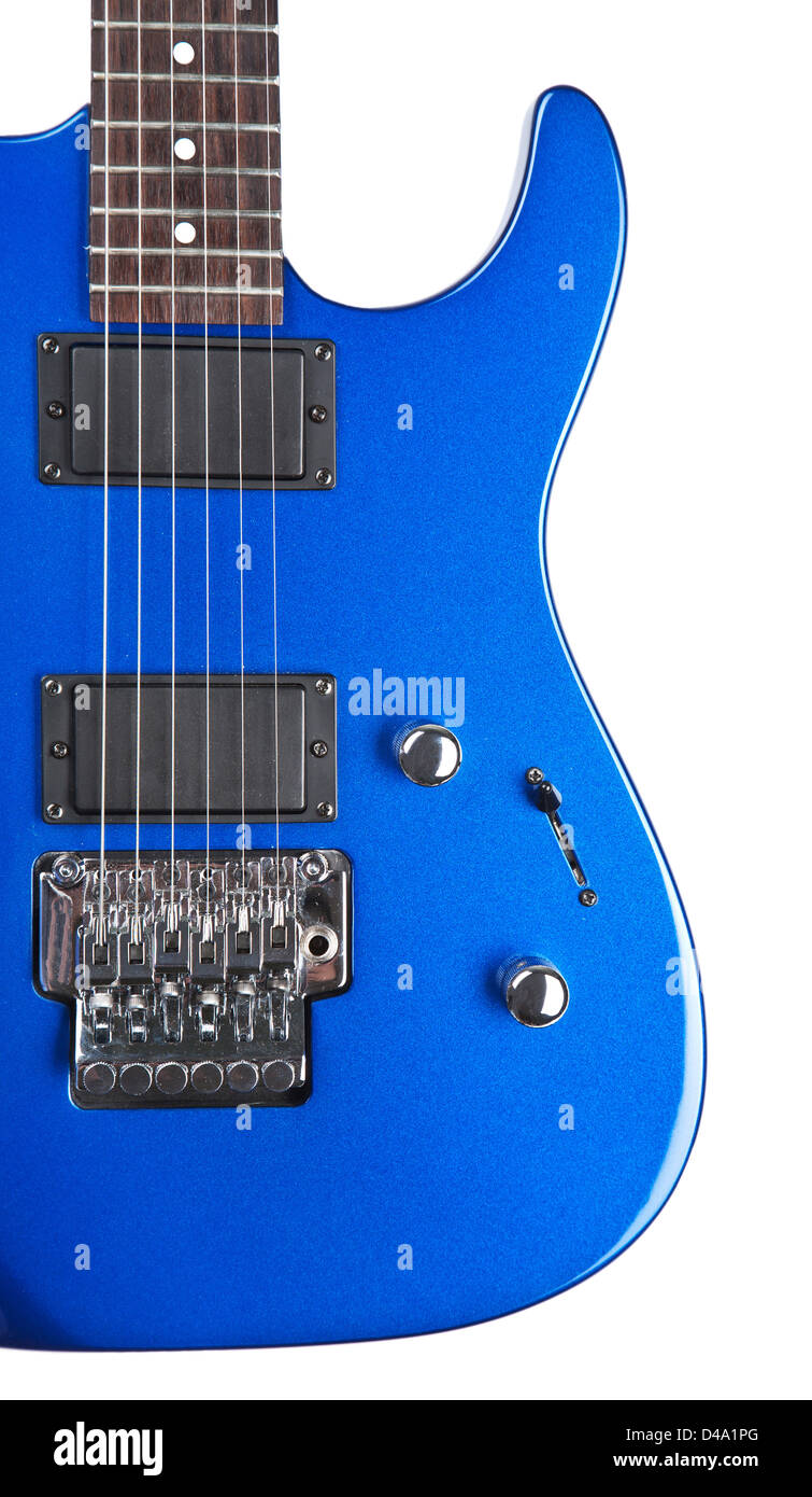 Blue e-Gitarre, isoliert Stockfoto