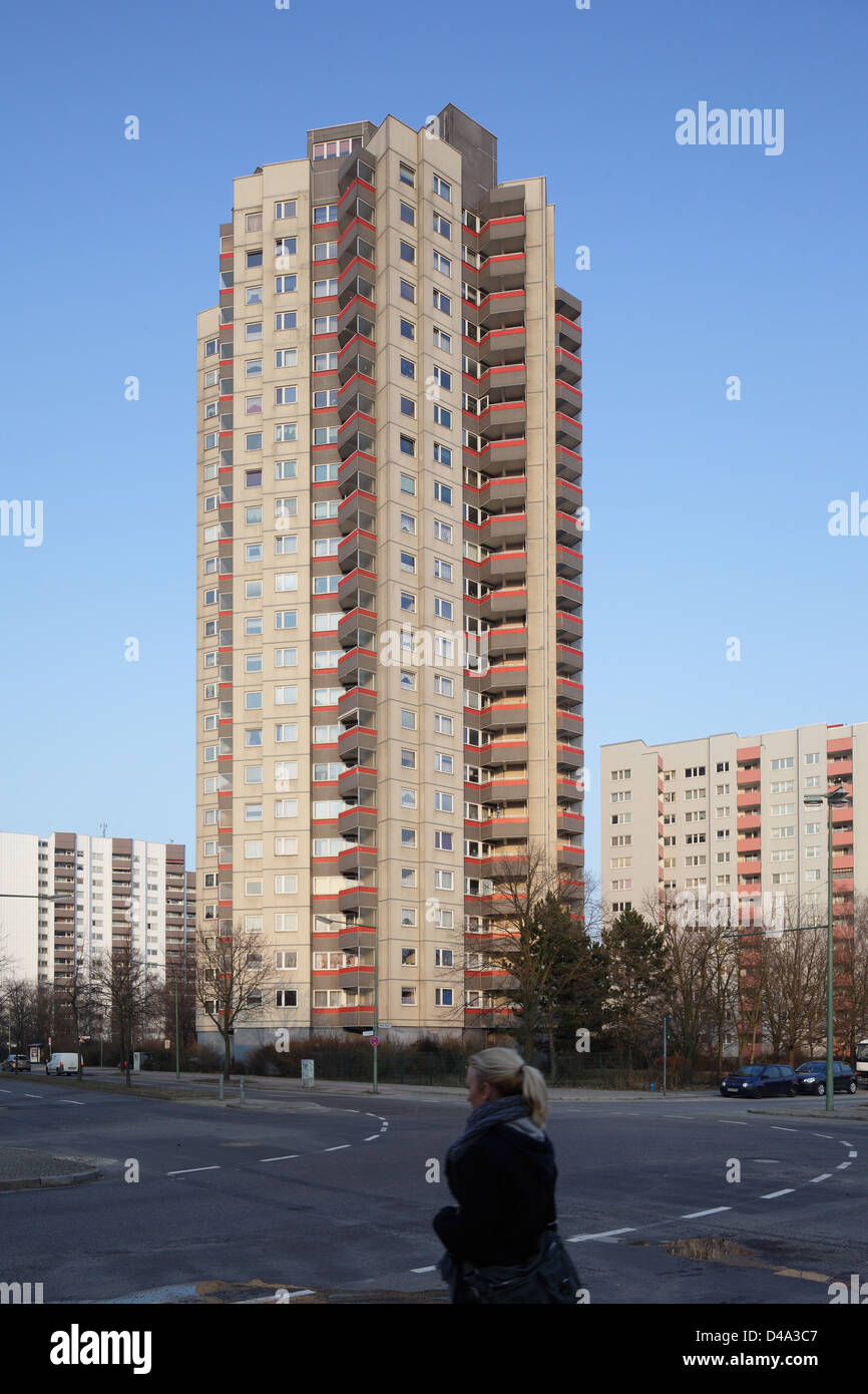 Berlin, Deutschland, Wolkenkratzer in Berlin-Gropiusstadt Stockfoto