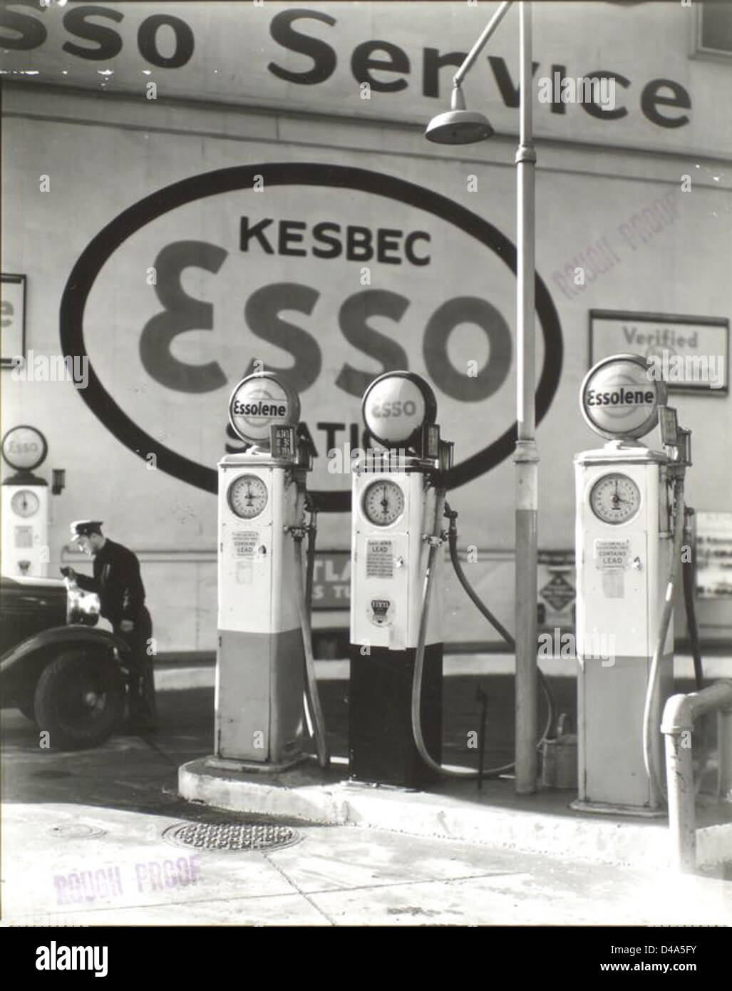 Tankstelle, Tenth Avenue und 29th Street, Manhattan. Stockfoto