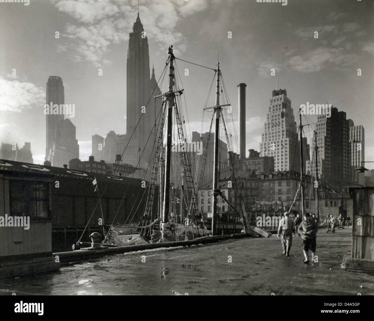 Fulton Street Dock, Skyline von Manhattan, Manhattan. Stockfoto