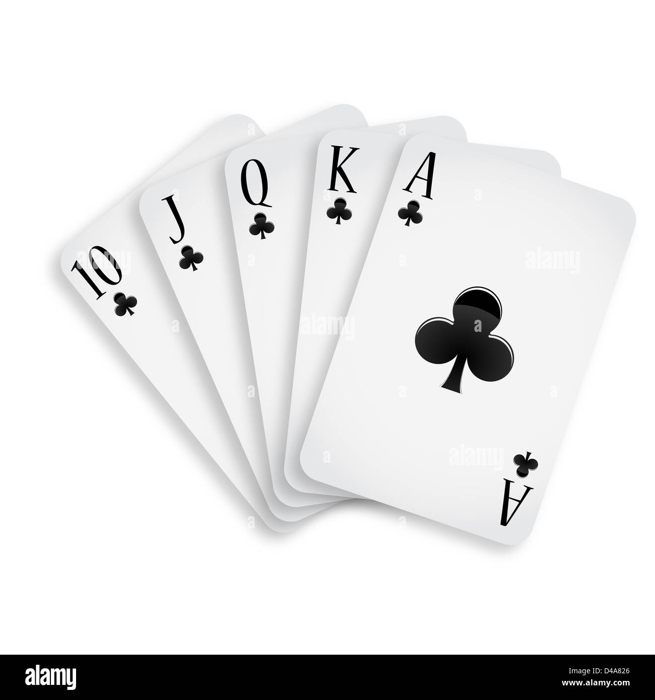 Royal Flush Vereine vor weißem Hintergrund, abstrakte Kunst Vektorgrafik; Bild enthält Transparenz Stockfoto