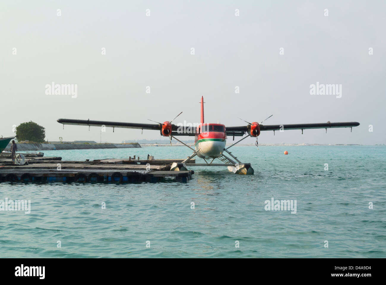Wasserflugzeug am Flughafen, männlich, malediven Insel Stockfoto