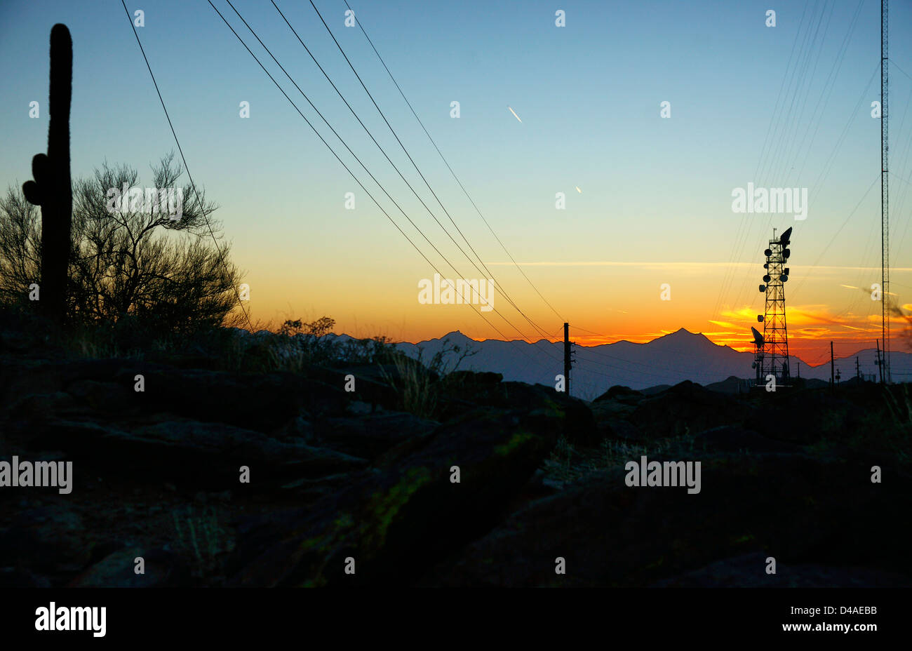 Sonnenuntergang am South Mountain, Phoenix, AZ Stockfoto