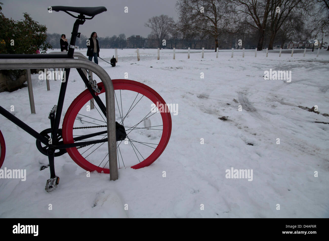 Snowy 'Peckham Rye Park' in Südost-London Stockfoto