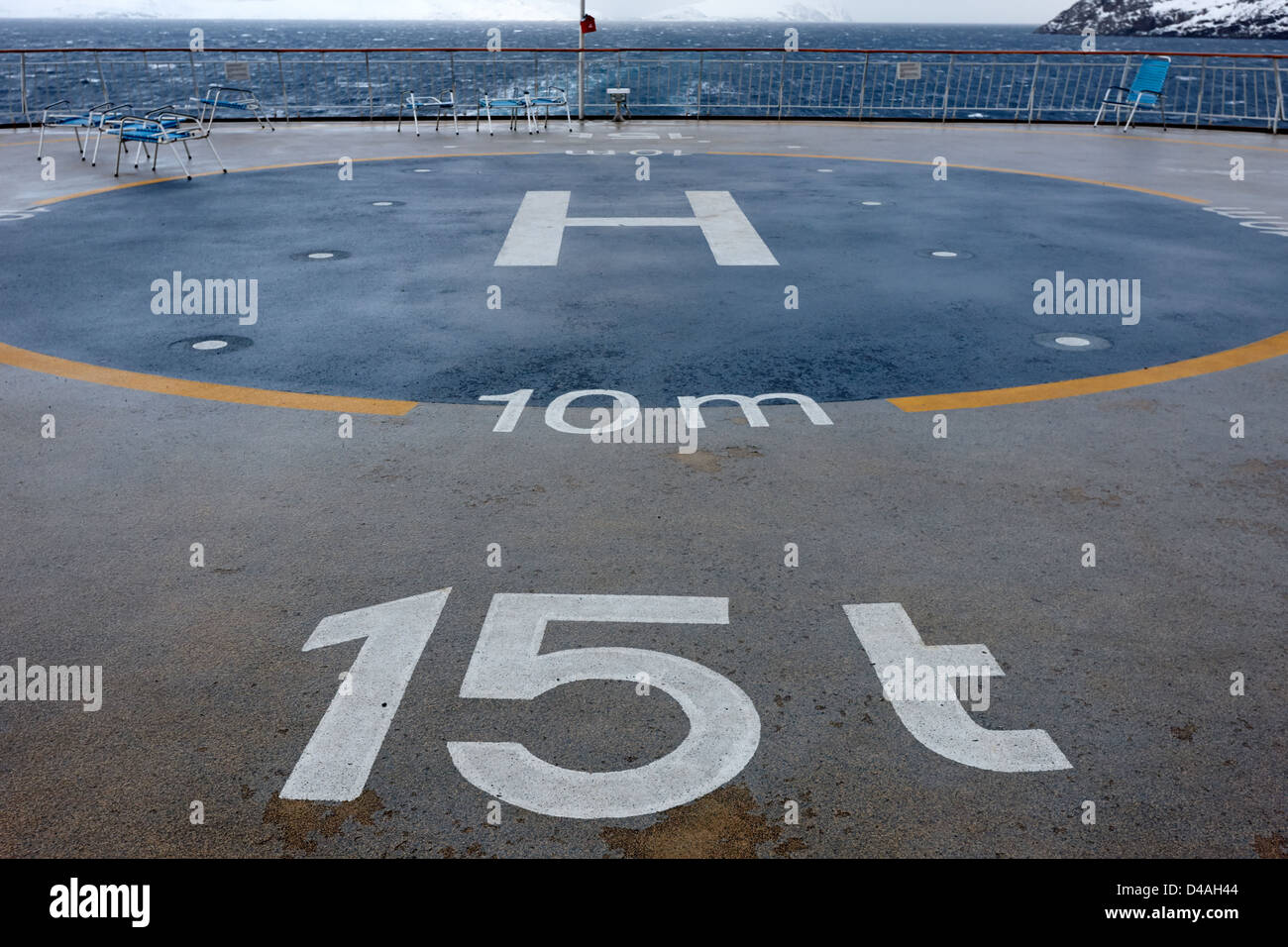 Helikopter-Landeplatz an Bord einer Kreuzfahrt Schiff Norwegen Europa Stockfoto