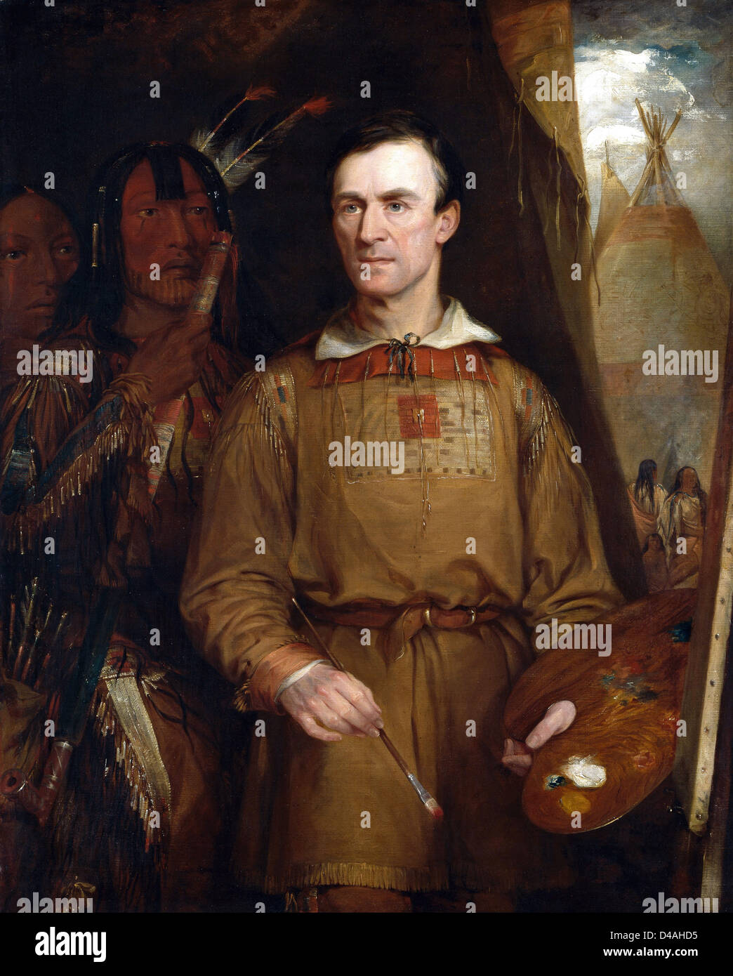 George Catlin, US-amerikanischer Maler, Autor und Reisender, auf Portraits von Indianern in den alten Westen spezialisiert. Stockfoto