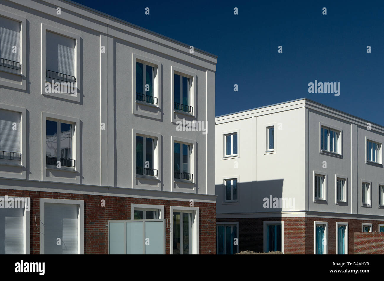 Berlin, Deutschland, Stadthäuser Ökohaus einer Wohnsiedlung in Berlin-Schmargendorf Stockfoto