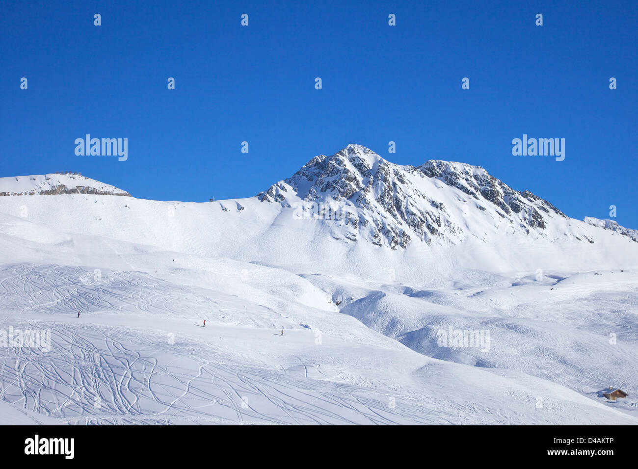Blick vom L'Arpette-Sessellift, winter Sonne, La Plagne, Frankreich, Europa Stockfoto