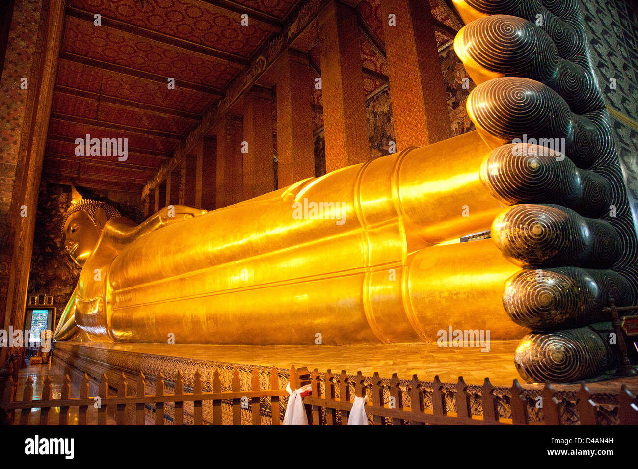 Der liegende Buddha im Wat Pho, Bangkok, Thailand Stockfoto