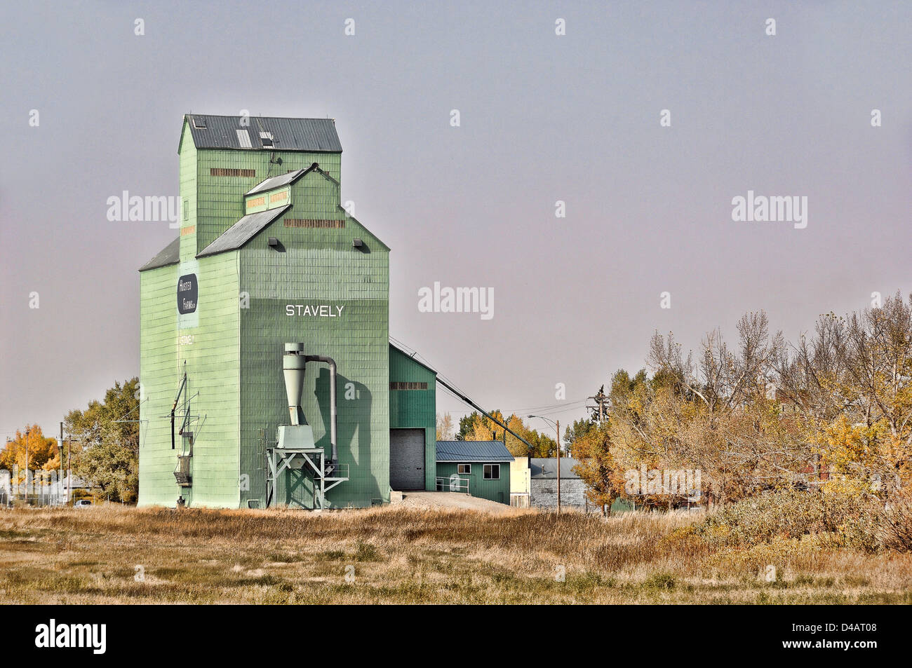 Der Kornlift in Stavely, Alberta, Kanada. Stockfoto