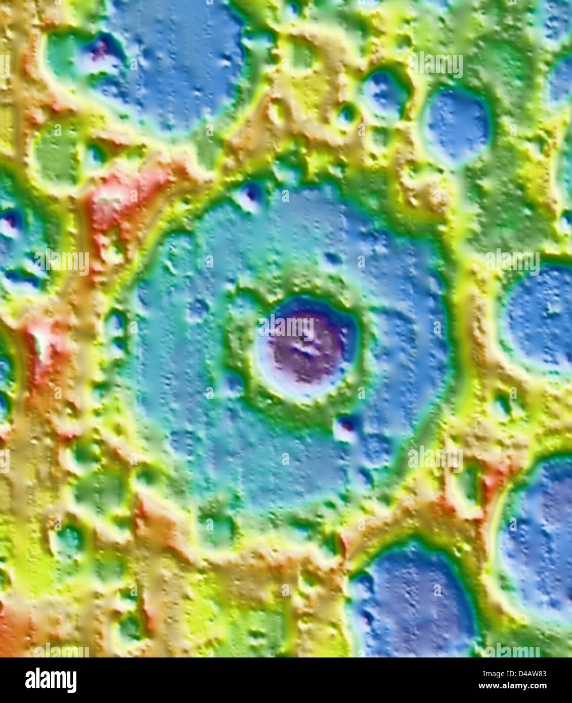 Die NASA untersucht die Krater auf dem Mond, insbesondere Einstein- und Einstein-A-Krater unter Verwendung von Daten des Lunar Reconnaissance Orbiters. Stockfoto