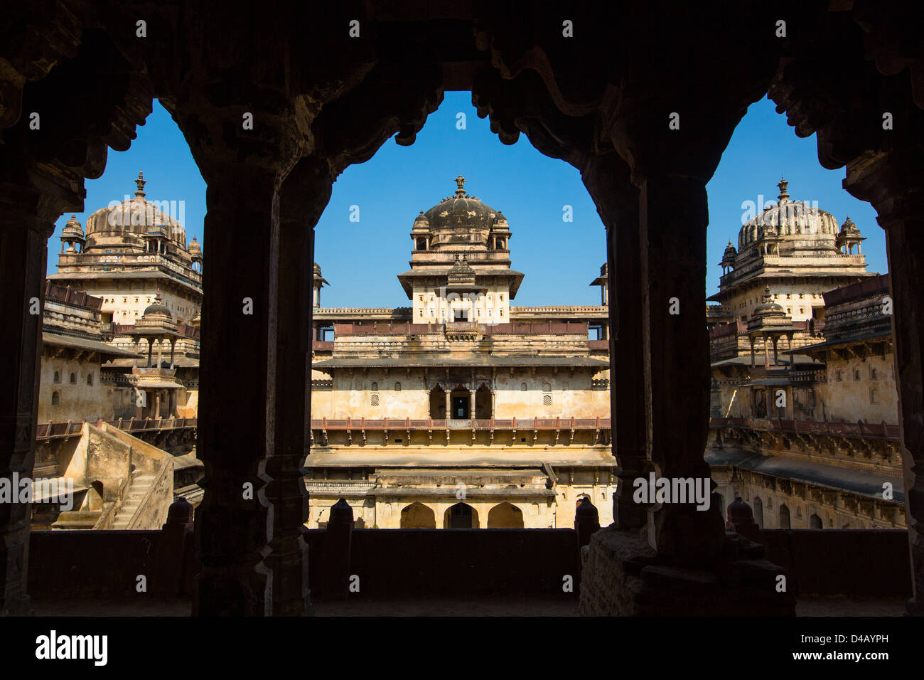 Jahangir Mahal innerhalb Orchha Forts, Orchha, Indien Stockfoto