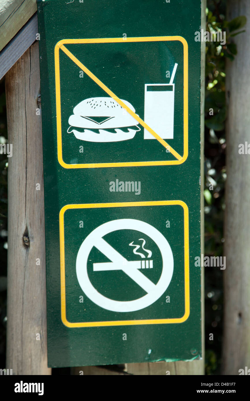 Board ohne Essen No Smoking Zeichen Stockfoto