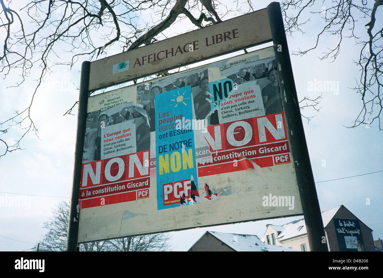 Politische Plakate, Normandie, Frankreich Stockfoto