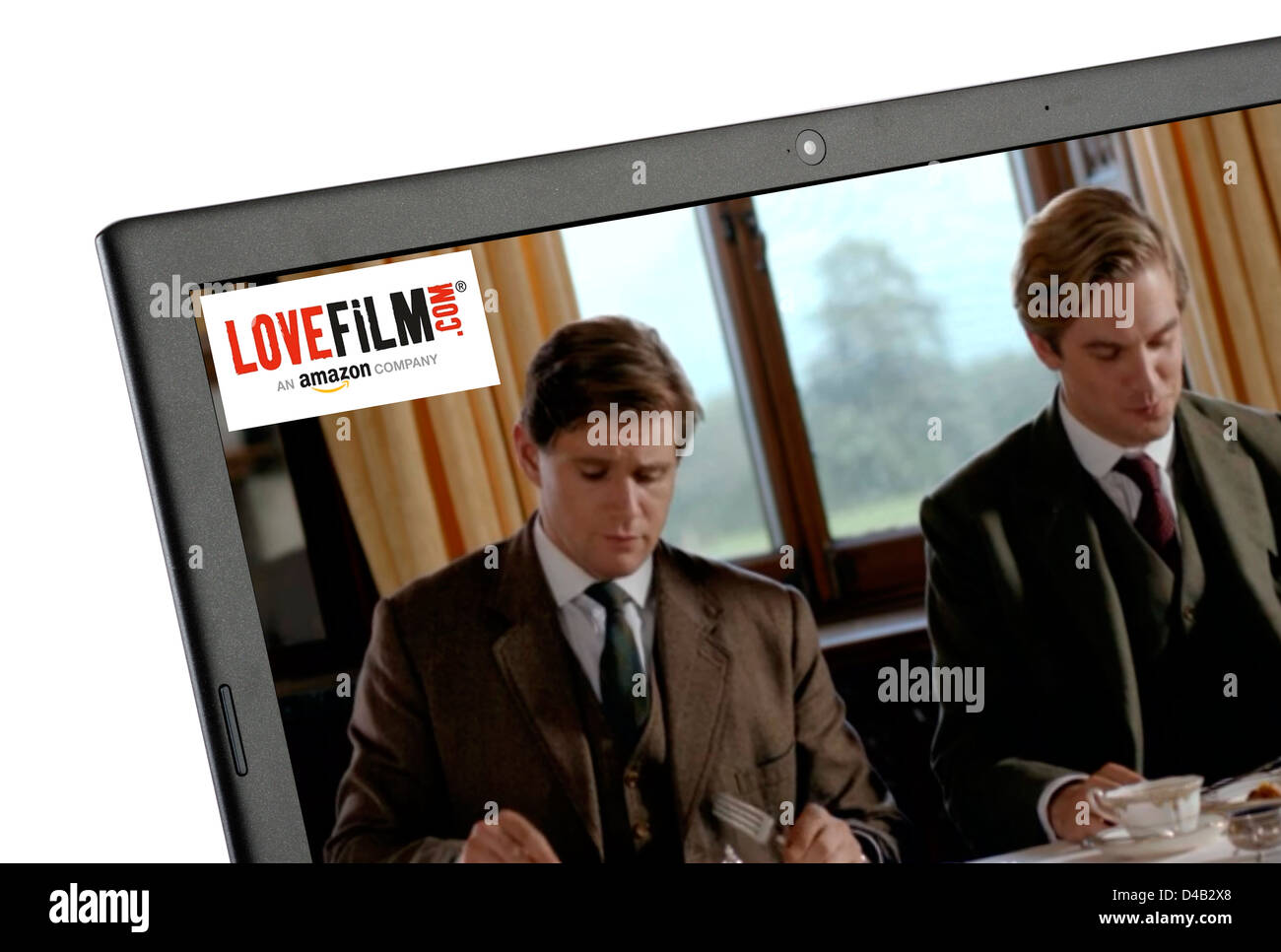 Beobachten Downtown Abbey über LoveFilm online-streaming auf einem Laptop-Computer, UK (Logo nicht sichtbar, während Sie anschauen) Stockfoto