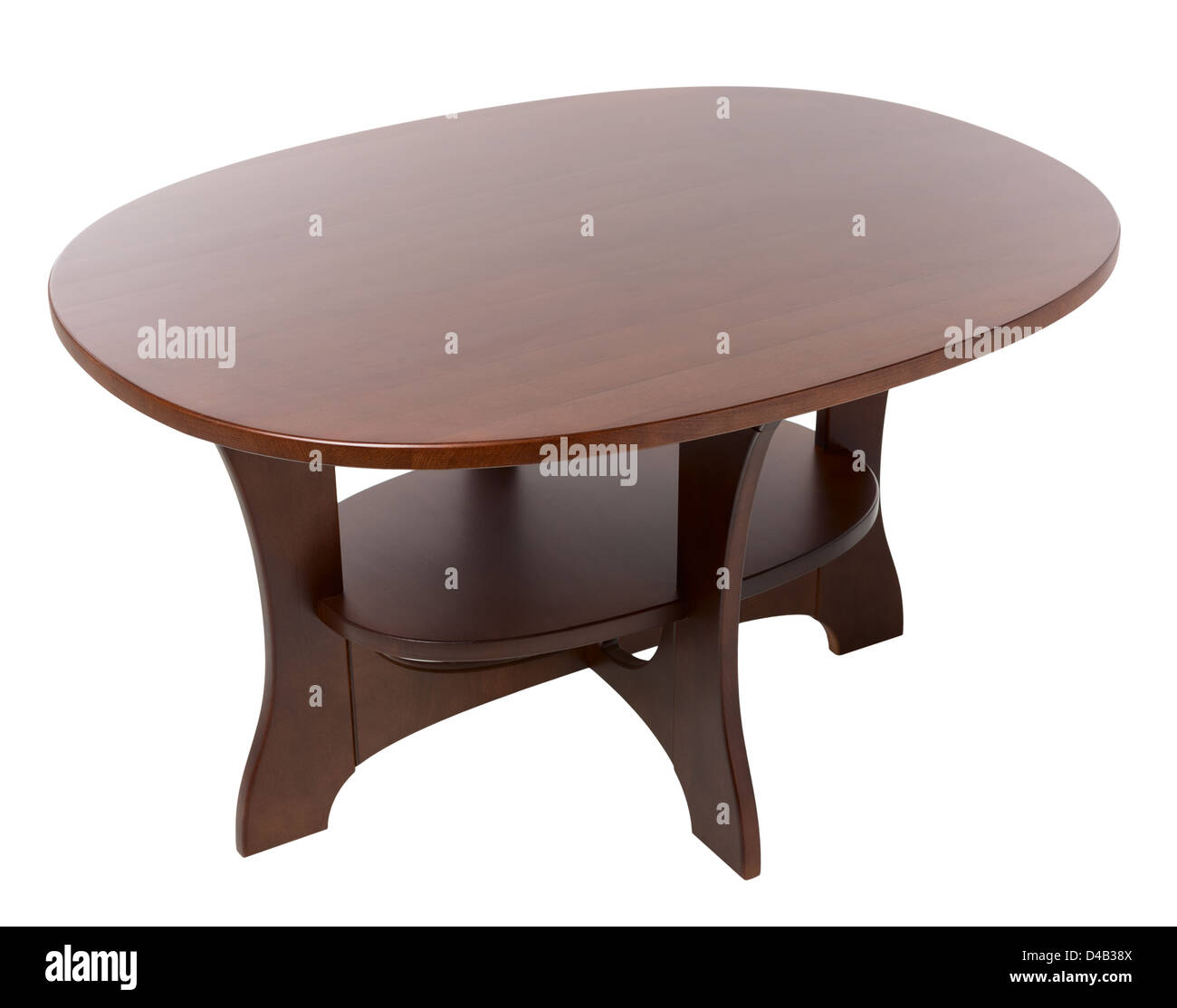 Holztisch, isoliert auf weiss Stockfoto