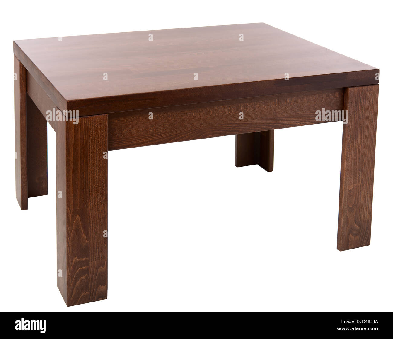 Holztisch, isoliert auf weiss Stockfoto