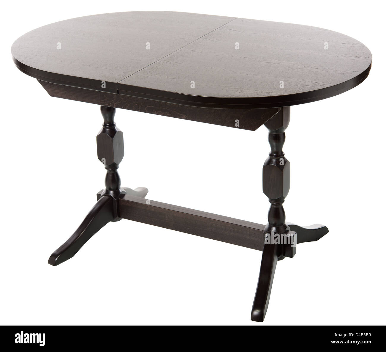 Holztisch, isoliert auf weiss Stockfoto