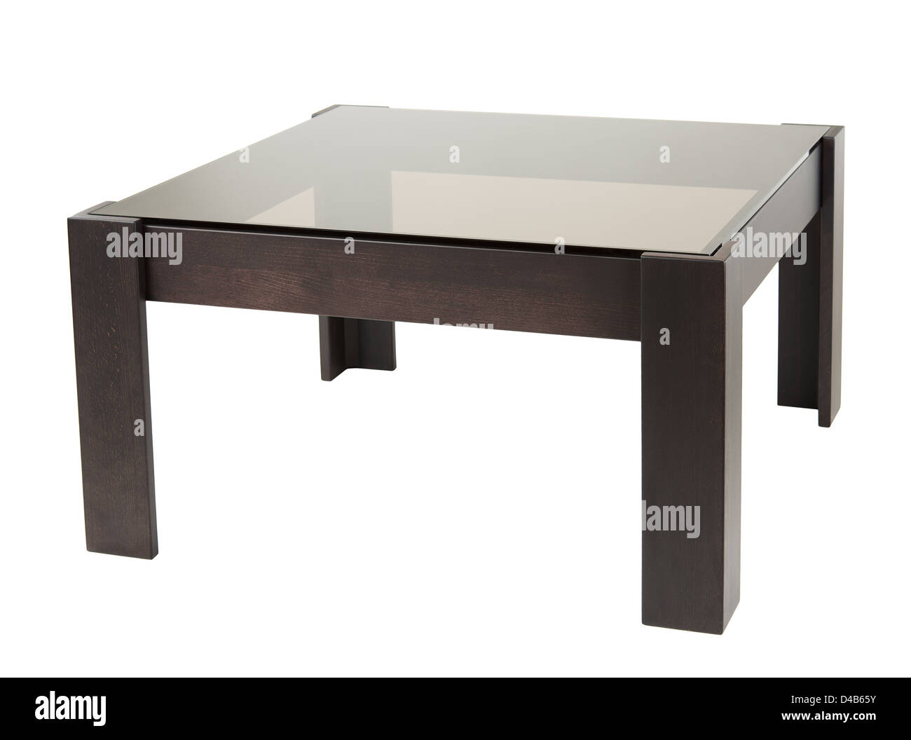 Holztisch, isoliert auf weiss Stockfoto