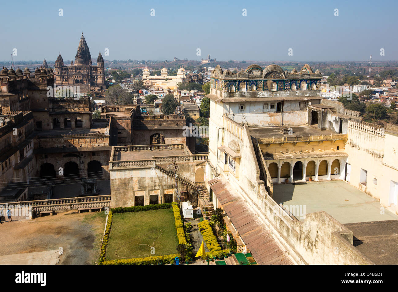 Mararaja Suite (rechts), Sheesh Mahal innerhalb des Orchha Forts, Orchha, Indien Stockfoto