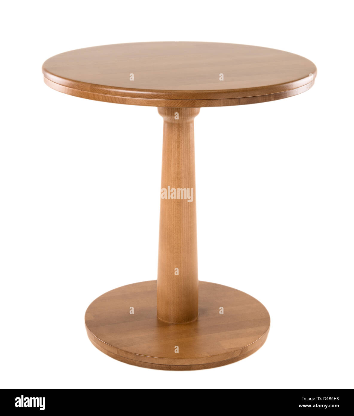 Holztisch, isoliert auf weiss Stockfoto