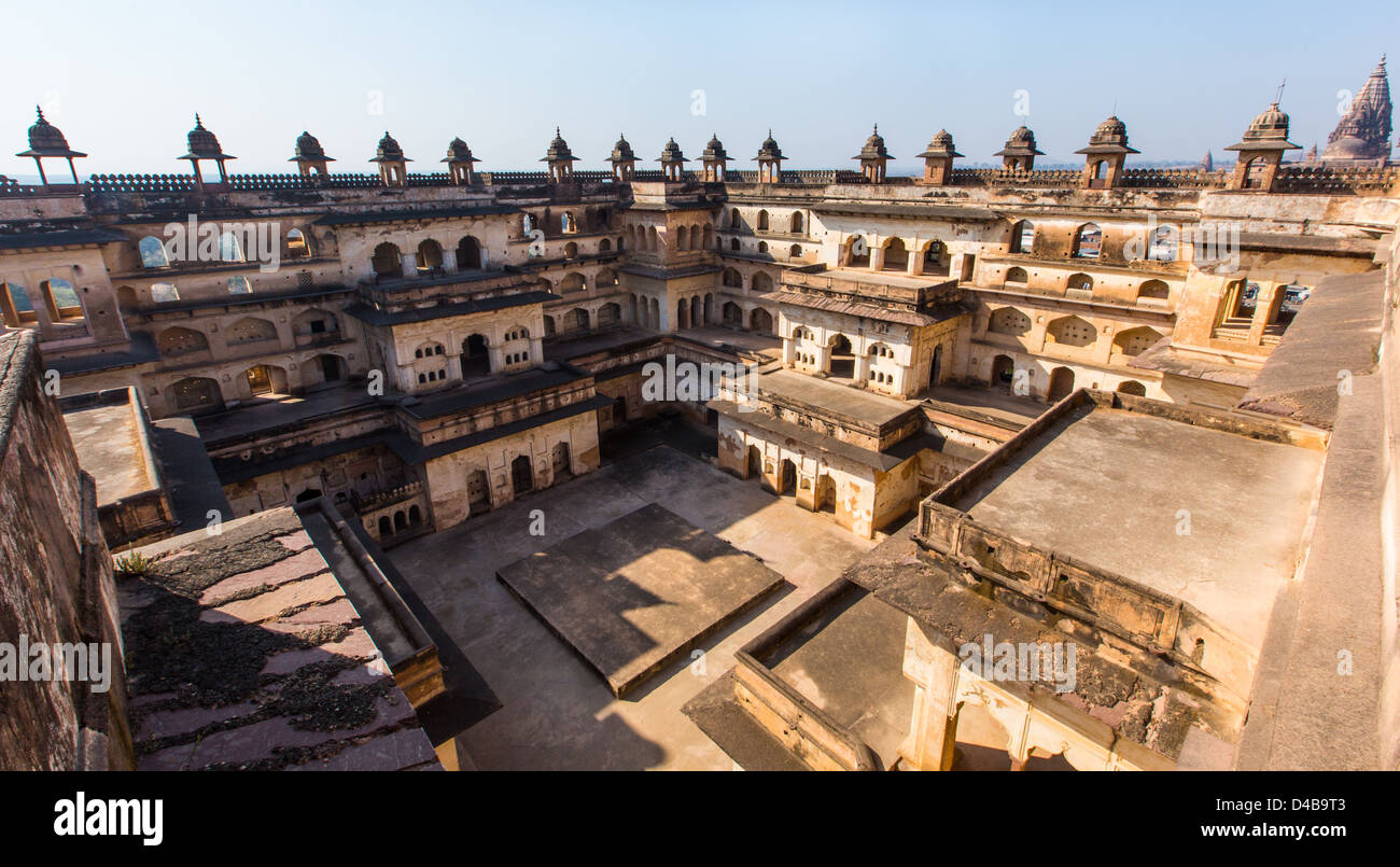 Raja Mahal innerhalb Orchha Forts, Orchha, Indien Stockfoto